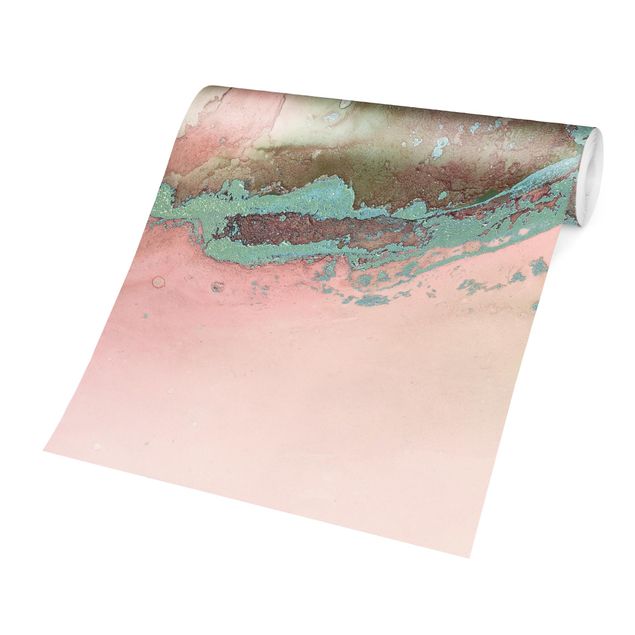 Papel de parede padrões Colour Experiments Marble Light Pink And Turquoise