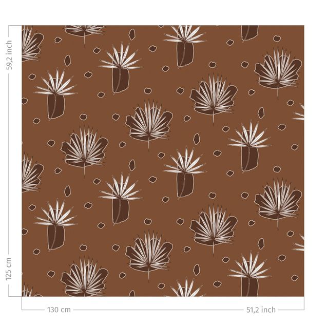 Cortinados estampados Fern Leaves With Dots - Fawn Brown