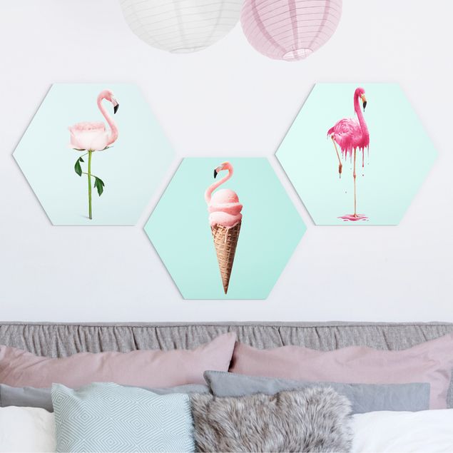 decoraçao para parede de cozinha Flamingo Set