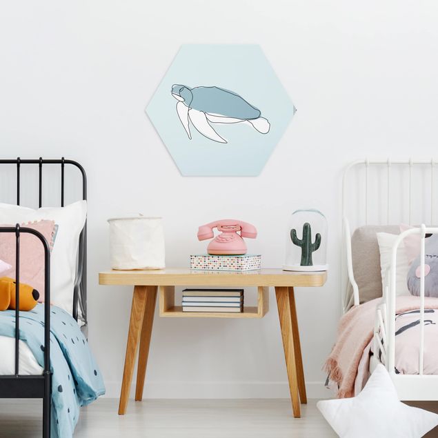 quadros modernos para quarto de casal Turtle Line Art