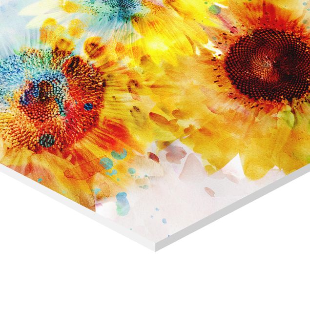 Quadros decorativos Watercolour Flowers Sunflowers