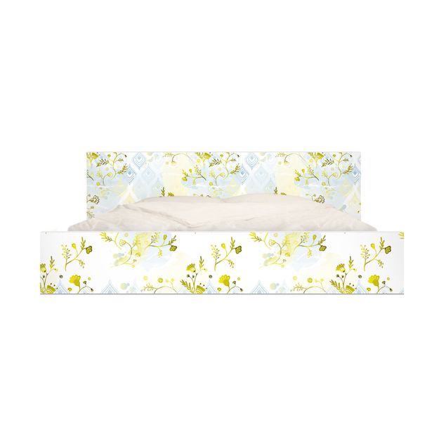 Papel autocolante para móveis Cama Malm IKEA oasis Floral pattern