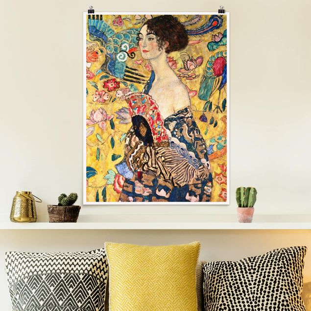 Quadros movimento artístico Art Déco Gustav Klimt - Lady With Fan