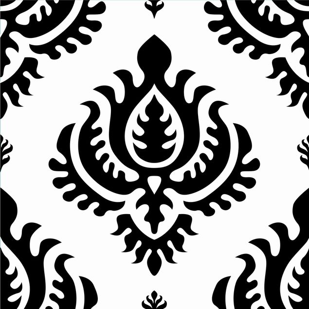 Películas autocolantes preto e branco Neo Baroque Black And White Damask Pattern