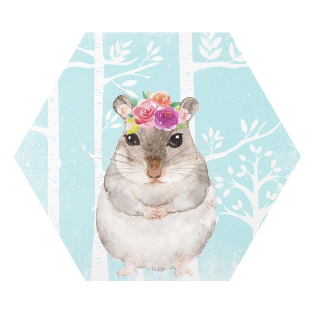 Quadros forex Watercolor Hamster Turquoise