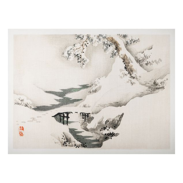 quadros de paisagens Asian Vintage Drawing Winter Landscape