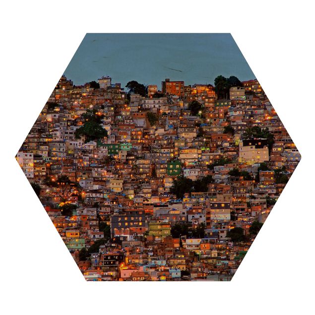 Quadros hexagonais Rio De Janeiro Favela Sunset