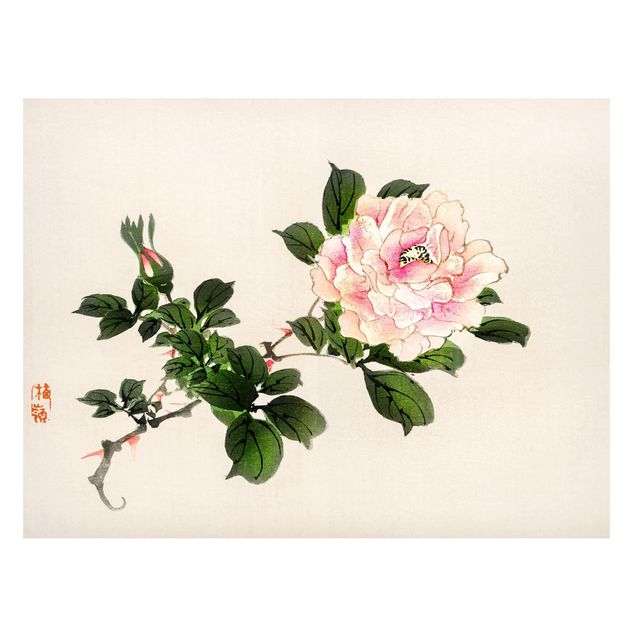 Quadros magnéticos flores Asian Vintage Drawing Pink Rose