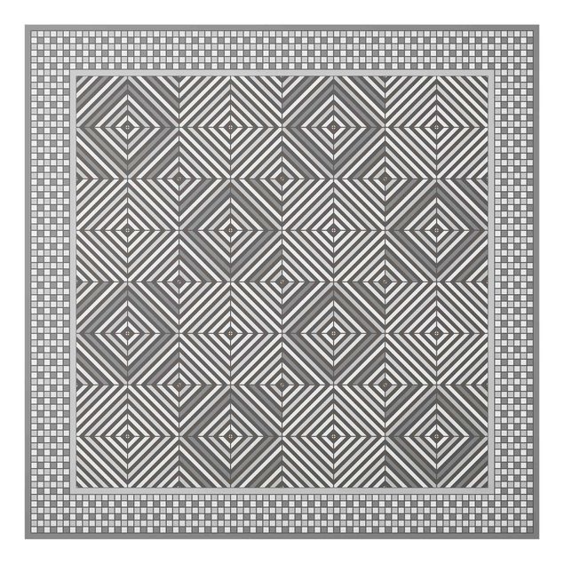 Painel anti-salpicos de cozinha Geometrical Tiles Vortex Grey With Mosaic Frame