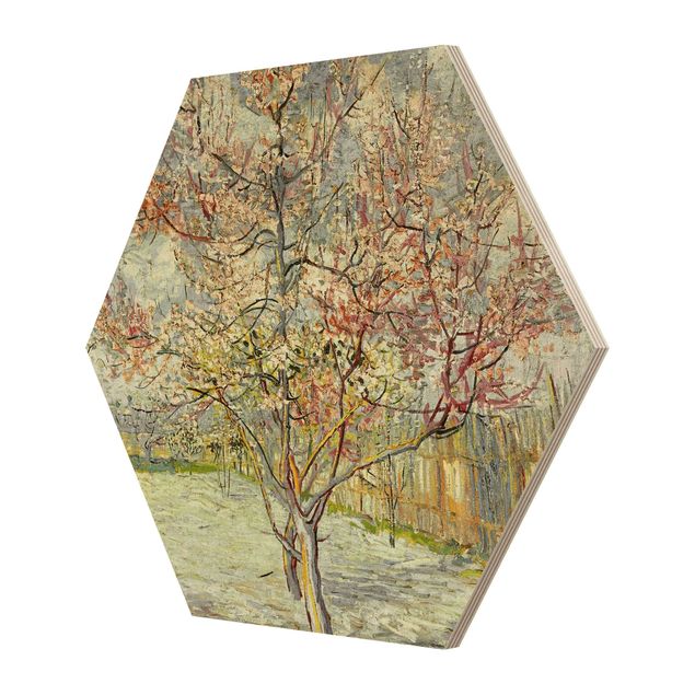 Quadros em madeira paisagens Vincent van Gogh - Flowering Peach Trees