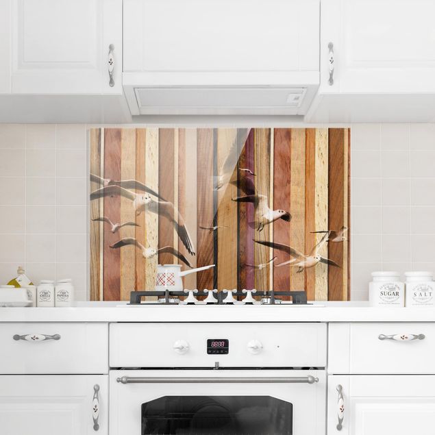 Painel anti-salpicos de cozinha padrões Seagulls