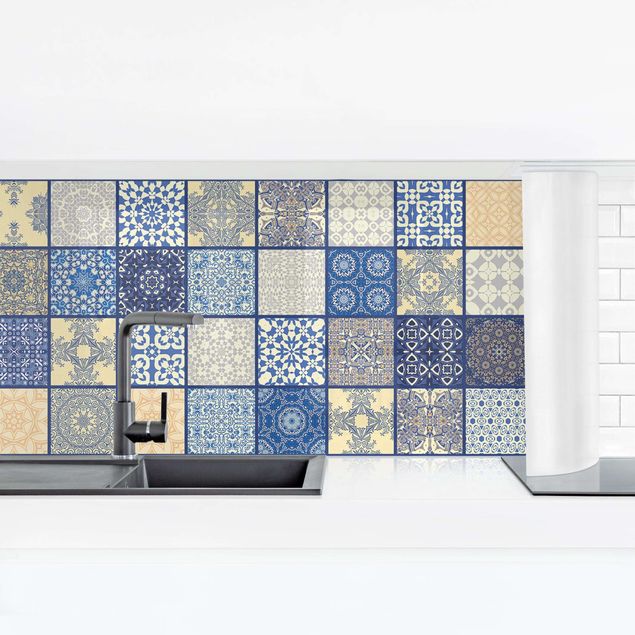 Películas autocolantes Sunny Mediterranian Tiles With Blue Joints