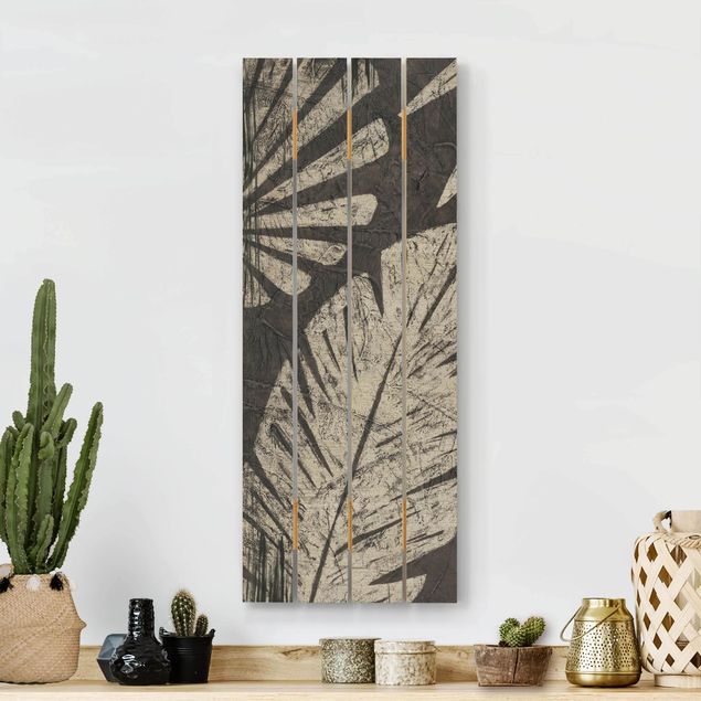 decoraçao para parede de cozinha Palm Leaves Dark Grey Backdrop