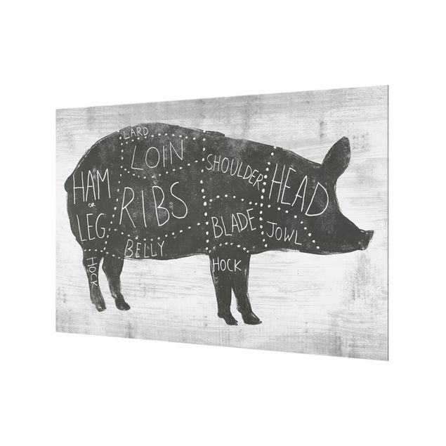 Painel anti-salpicos de cozinha Butcher Board - Pig