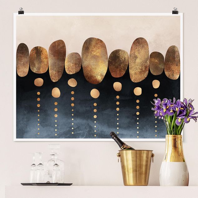 Posters quadros famosos Abstract Golden Stones