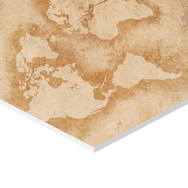 Quadros hexagonais Antique World Map