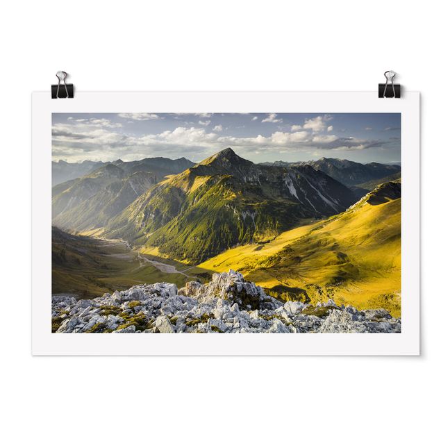 Posters paisagens Mountains And Valley Of The Lechtal Alps In Tirol