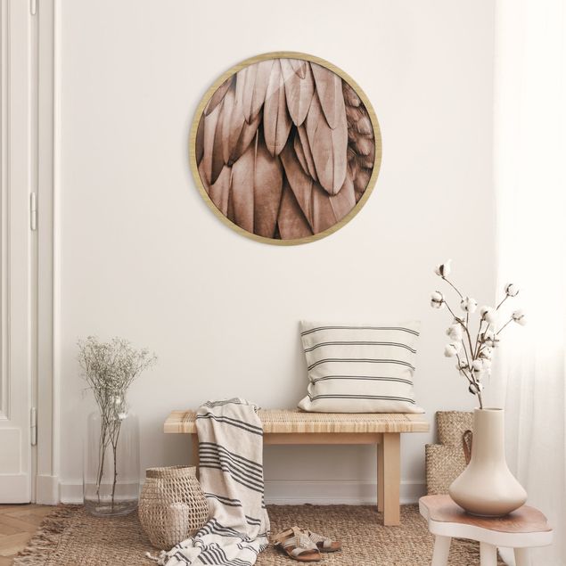 quadros modernos para quarto de casal Feathers In Rosegold
