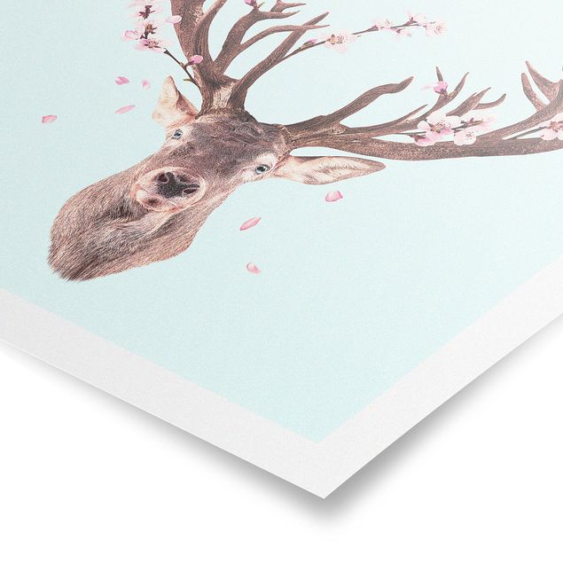 Quadros florais Deer With Cherry Blossoms