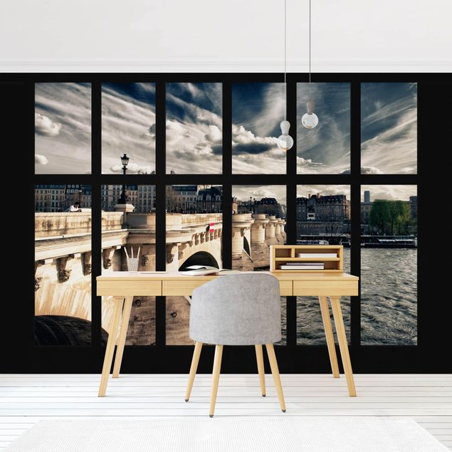 papel de parede moderno Window Bridge Paris