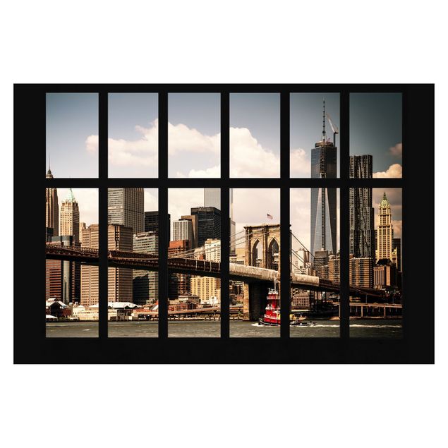 murais de parede Window New York Brooklyn Bridge