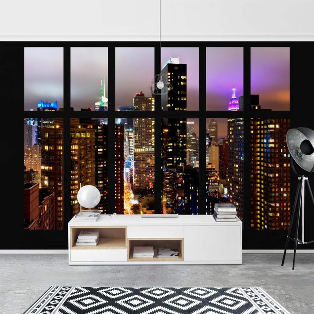decoraçao para parede de cozinha Window New York Moonlight