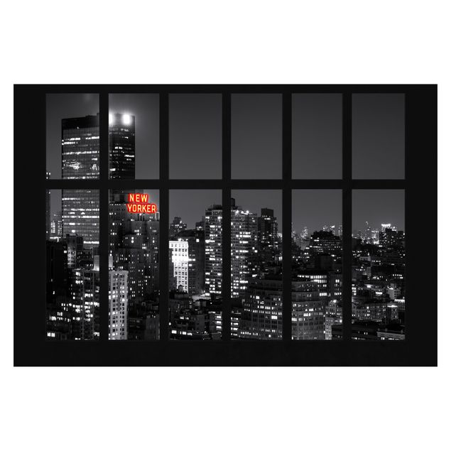 murais de parede Window New York Night Skyline