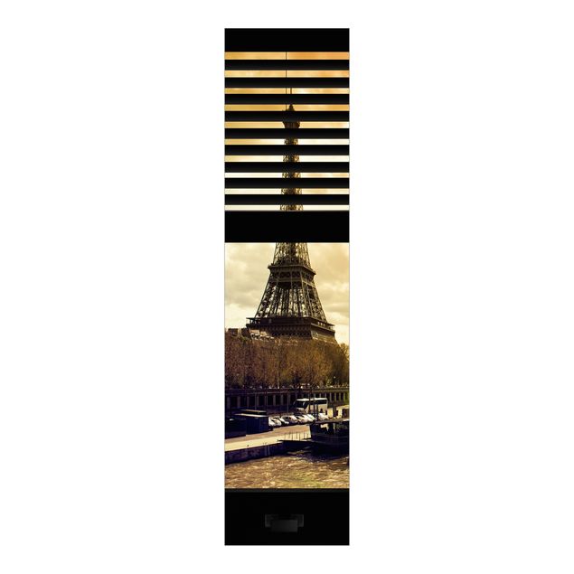 Painéis deslizantes cidades e paisagens urbanas Window View Blinds - Paris Eiffel Tower sunset