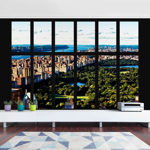 papel de parede para quarto de casal moderno Window View New York's Central Park