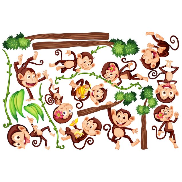 Autocolantes para vidros animais Monkeys from the Jungle