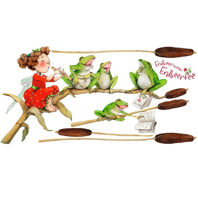 Autocolantes para vidros animais Little Strawberry Strawberry Fairy - Concert With Frogs