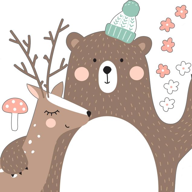 adesivos para vidro Forest Friends With Bear And Deer