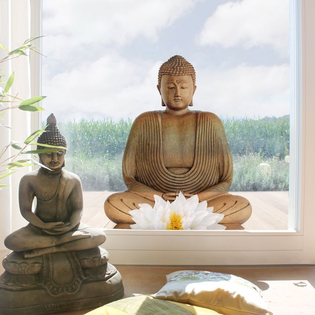 Películas autocolantes Wooden Lotus Buddha
