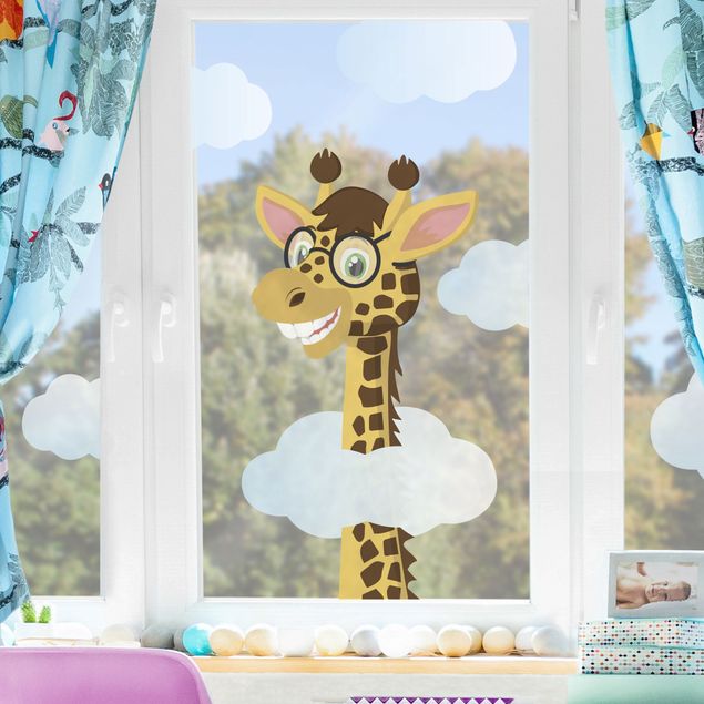 Autocolantes para vidros animais Funny Giraffe