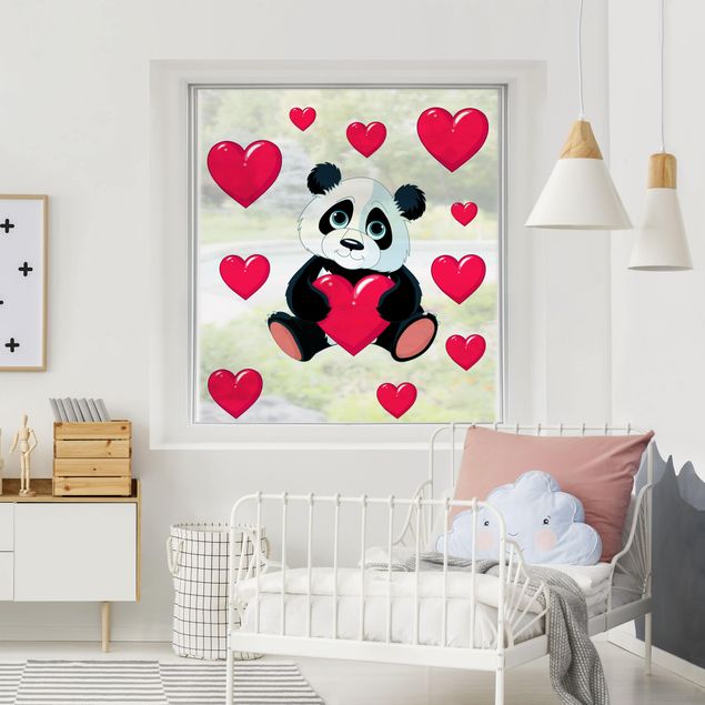 Autocolantes para vidros animais Panda With Hearts