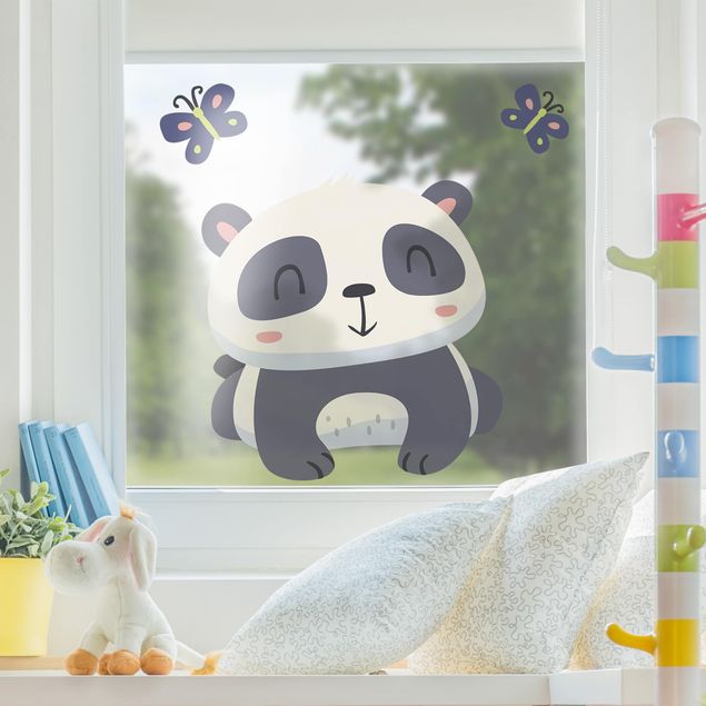 Autocolantes para vidros animais Panda With Butterflies