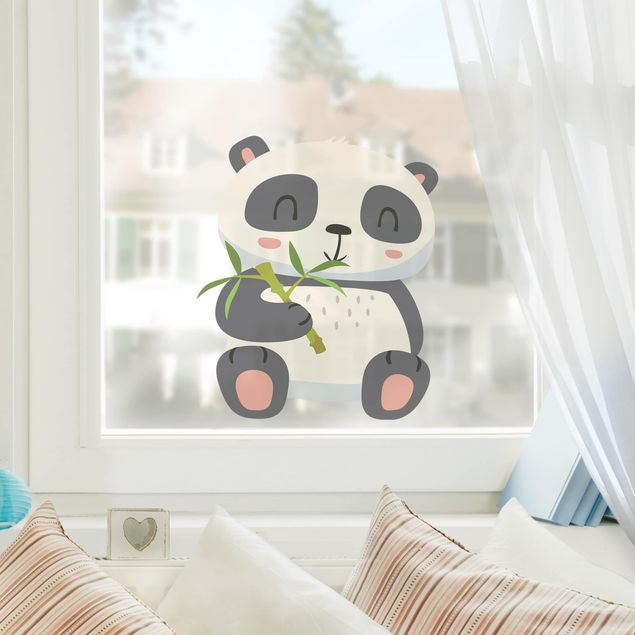 Autocolantes para vidros animais Panda Munching On Bamboo