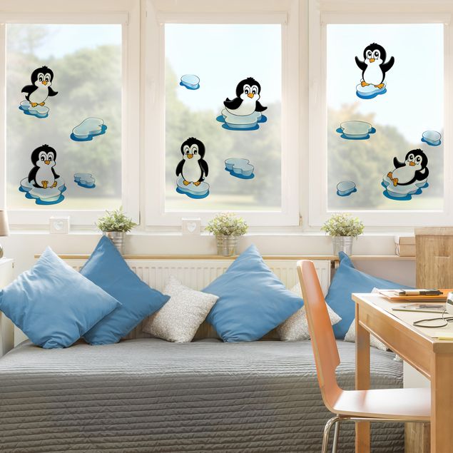 Autocolantes para vidros animais Penguin Set