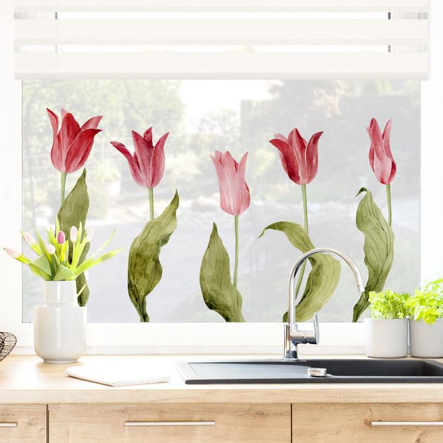 decoraçoes cozinha Red Tulips Watercolour