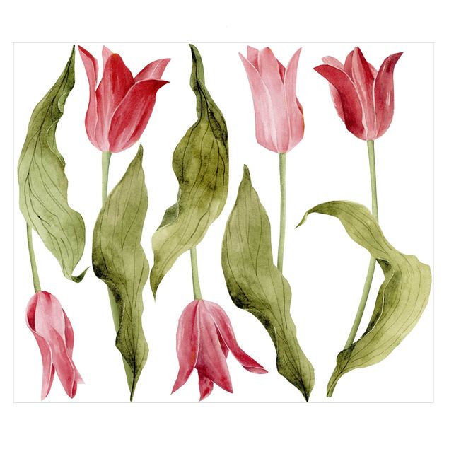 Películas autocolantes Red Tulips Watercolour