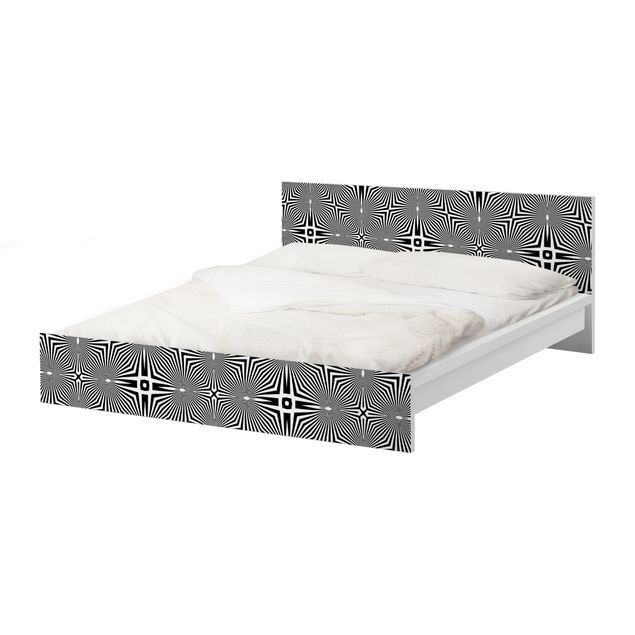 Papel autocolante para móveis Cama Malm IKEA Abstract Ornament Black And White