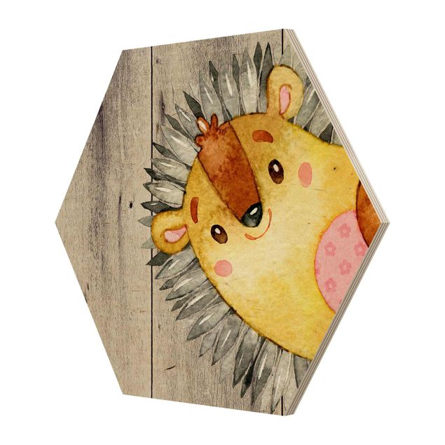 Quadros de Uta Naumann Watercolor Hedgehog On Wood