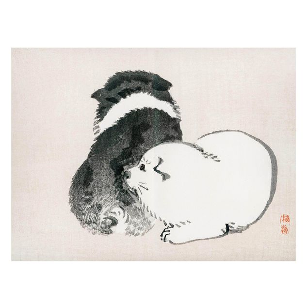 Quadros cães Asian Vintage Drawing Black And White Pooch