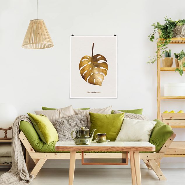 Posters flores Gold - Monstera
