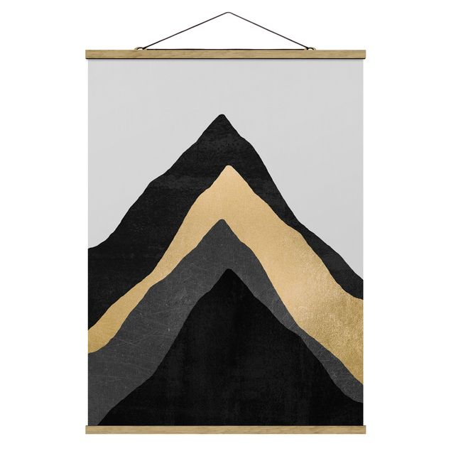 Quadros abstratos Golden Mountain Black White
