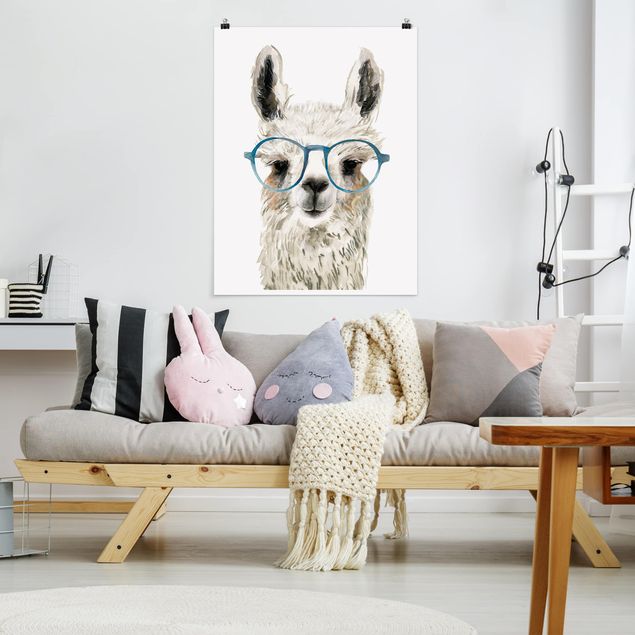 Posters animais Hip Lama With Glasses III