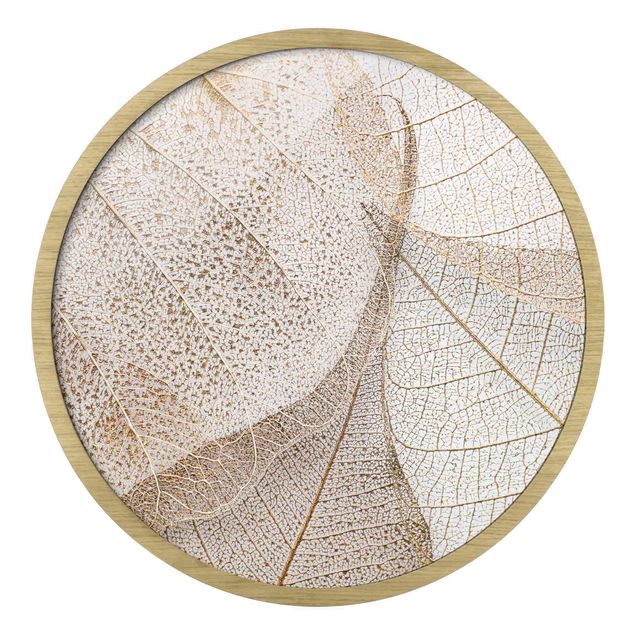 quadro com moldura Delicate Leaf Structure In Gold