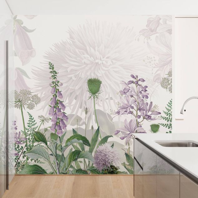 papel de parede moderno Foxglove in delicate flower meadow