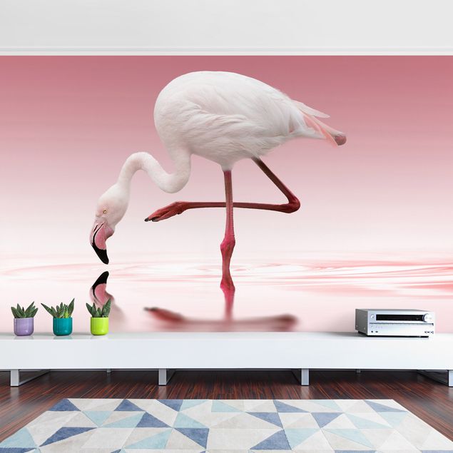 papel parede pássaro Flamingo Dance