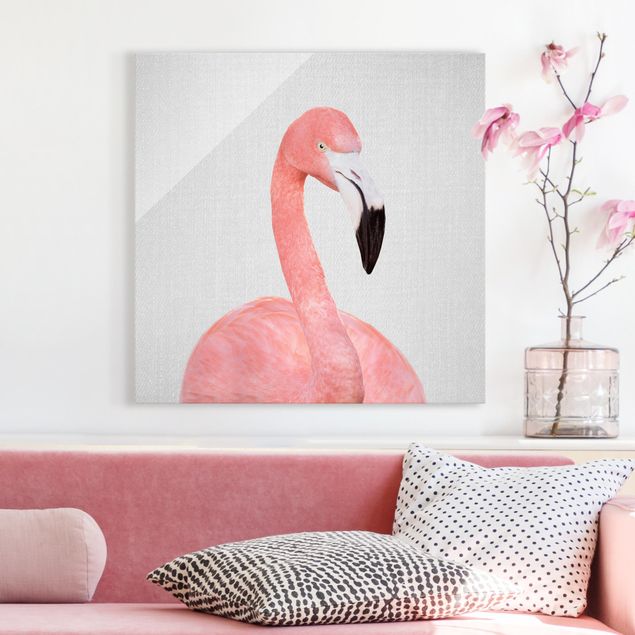 Quadros em vidro em preto e branco Flamingo Fabian